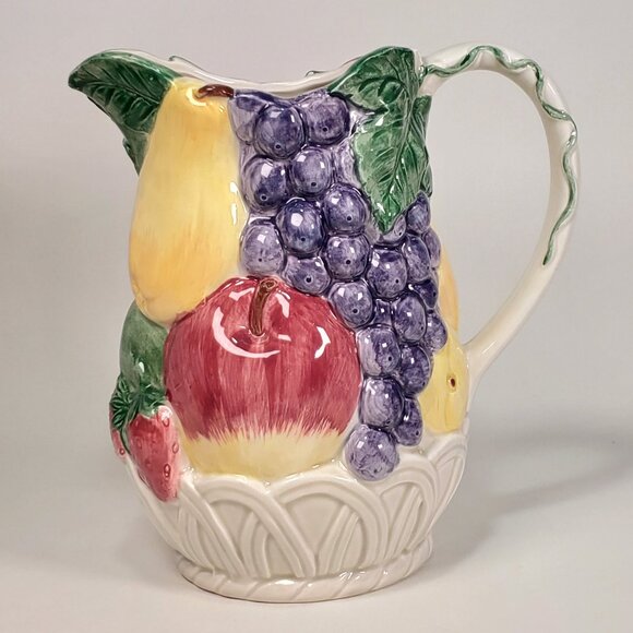 Vintage Ogatari Fruit Embossed Pitcher – Large 8" Version – Made in Japan - Picture 1 of 11